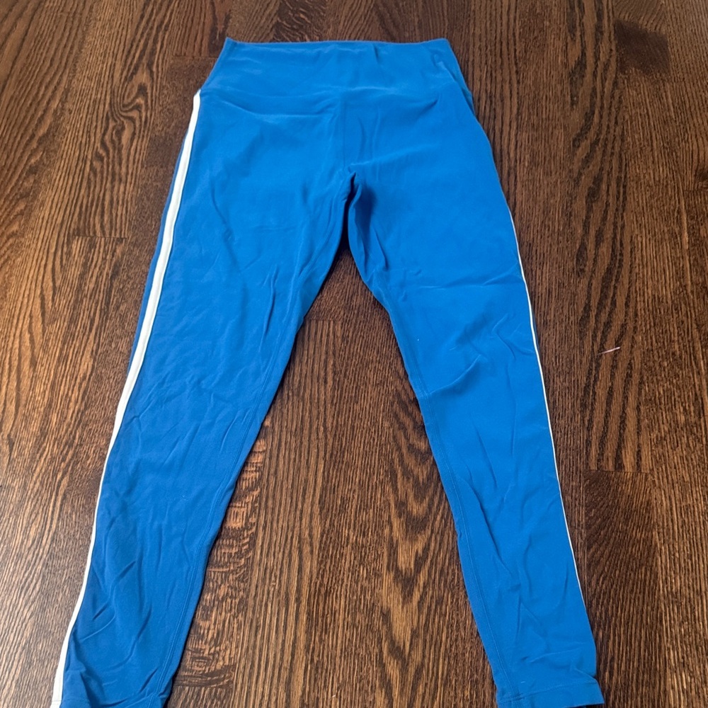 Splits59 Bright Blue Leggings with White Side Stripe